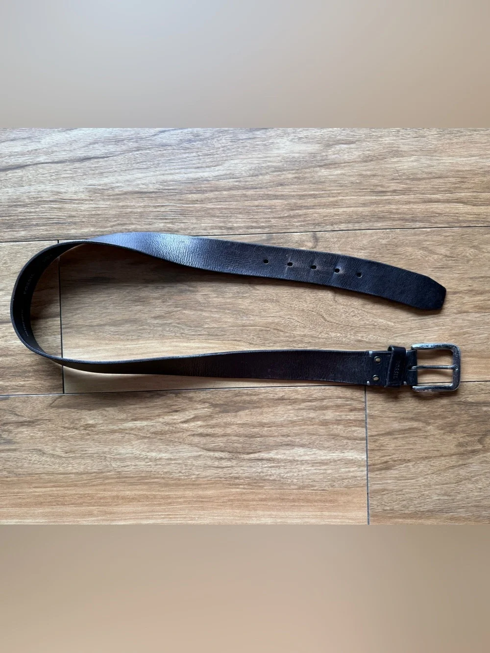 Fossil Genuine Leather Belt Size 32 Dark Brown Gunmetal Buckle